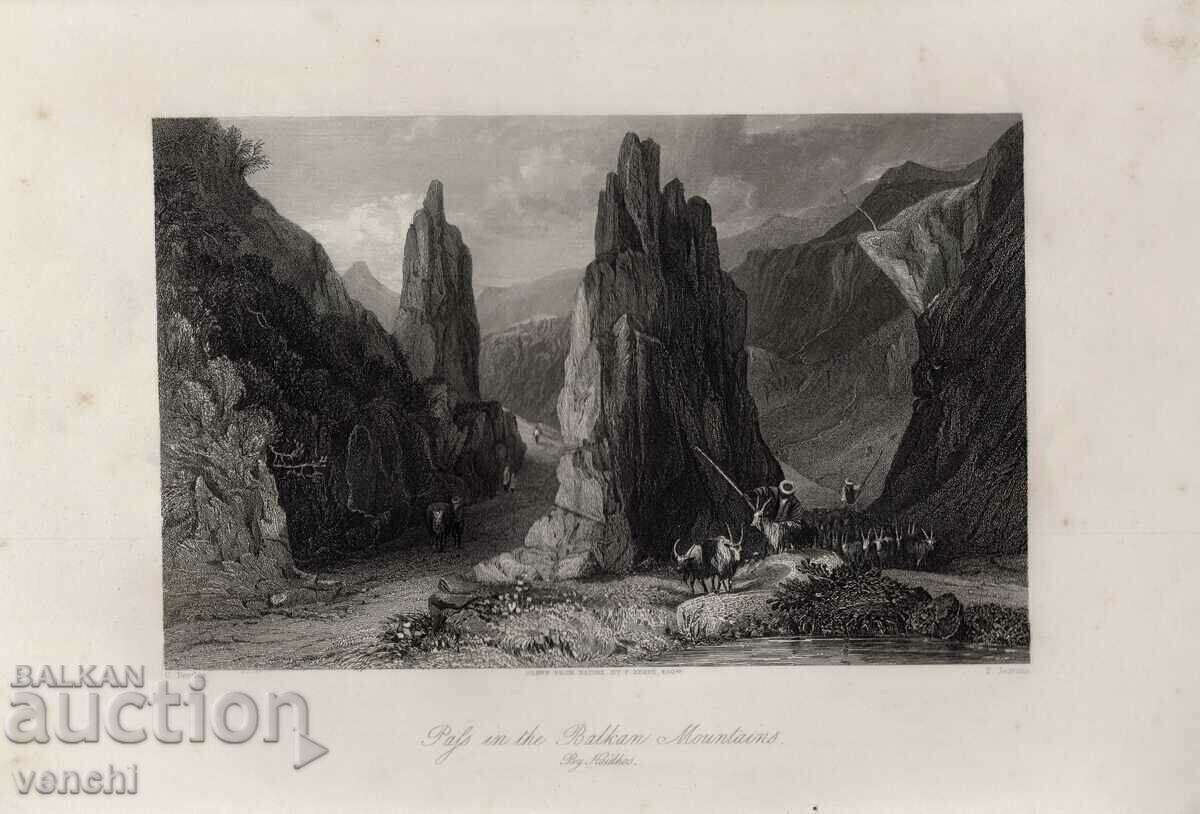 1836 - GRAVURA - Pasaj in Stara Planina - ORIGINAL