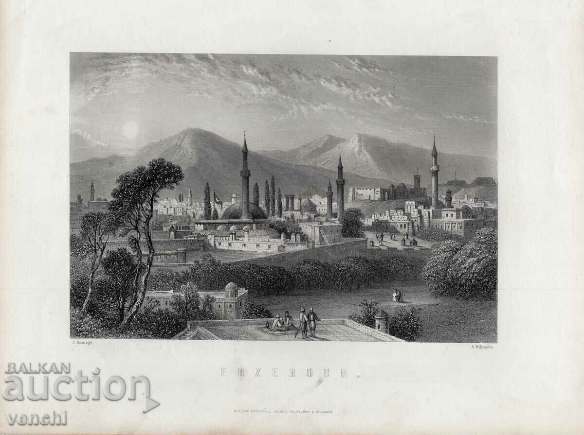 1878 - ENGRAVING - Erzurum, Anatolia, Turkey - ORIGINAL +