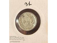 Швейцария 1/2 франка 1953г Сребро !