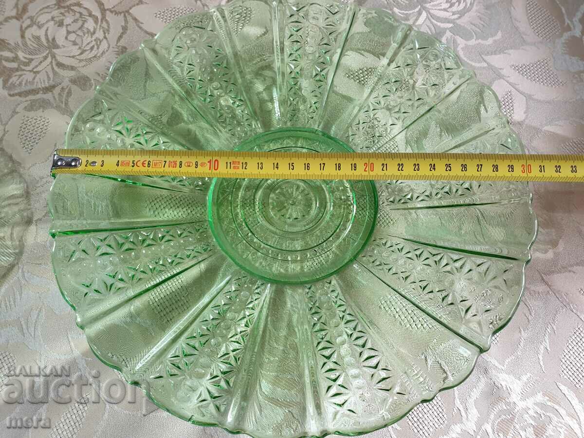Large plate and saucer of colored glass - 5