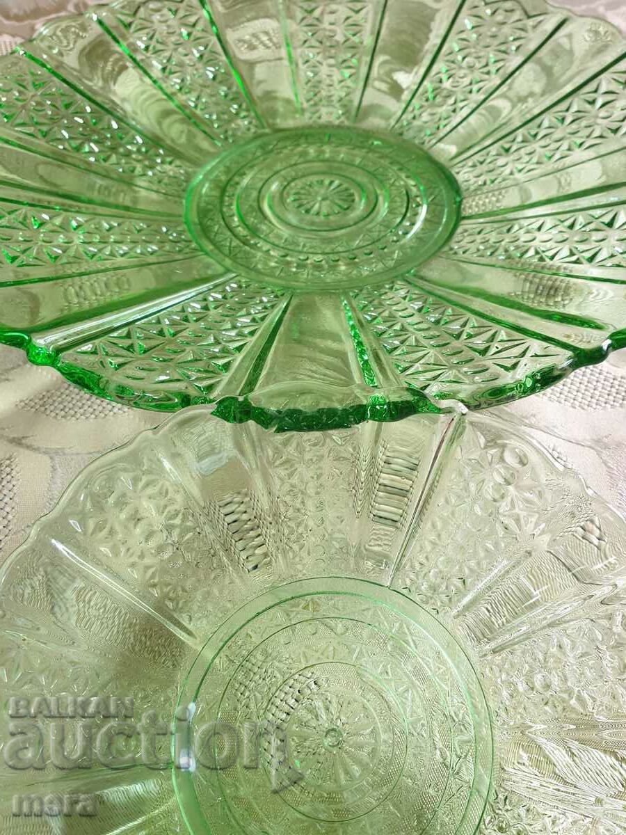 Large plate and saucer of colored glass - 7
