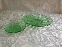 Large plate and saucer of colored glass