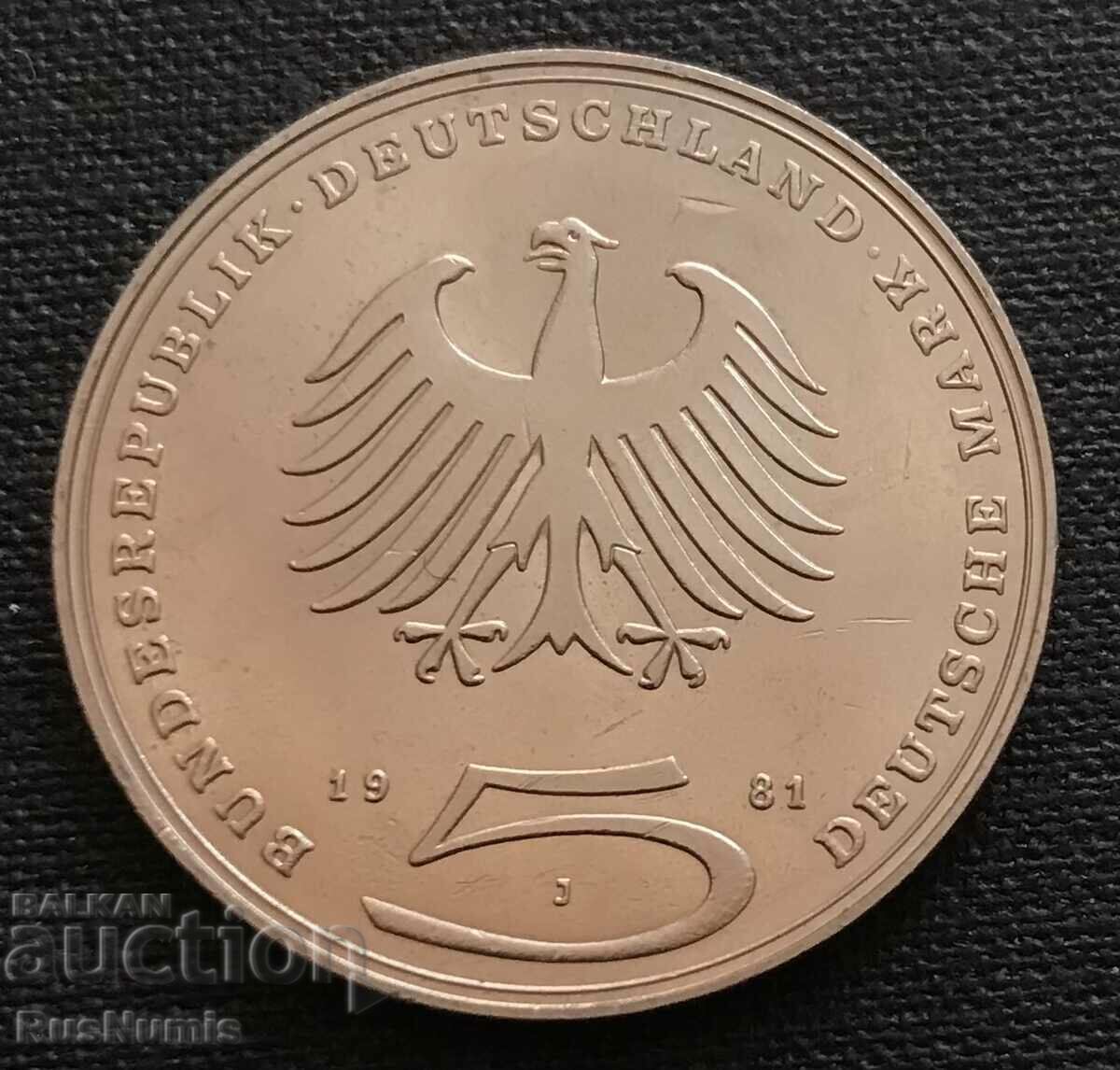 Germany.5 stamps 1981 Gotthold Lessing.UNC. with price 12.00 BGN | € 6.14