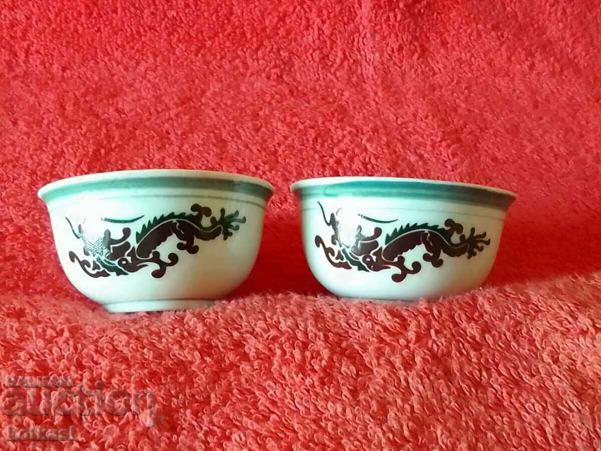 Lot of two old small cups porcelain cups Dragon