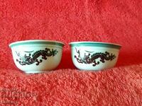 Lot of two old small cups porcelain cups Dragon