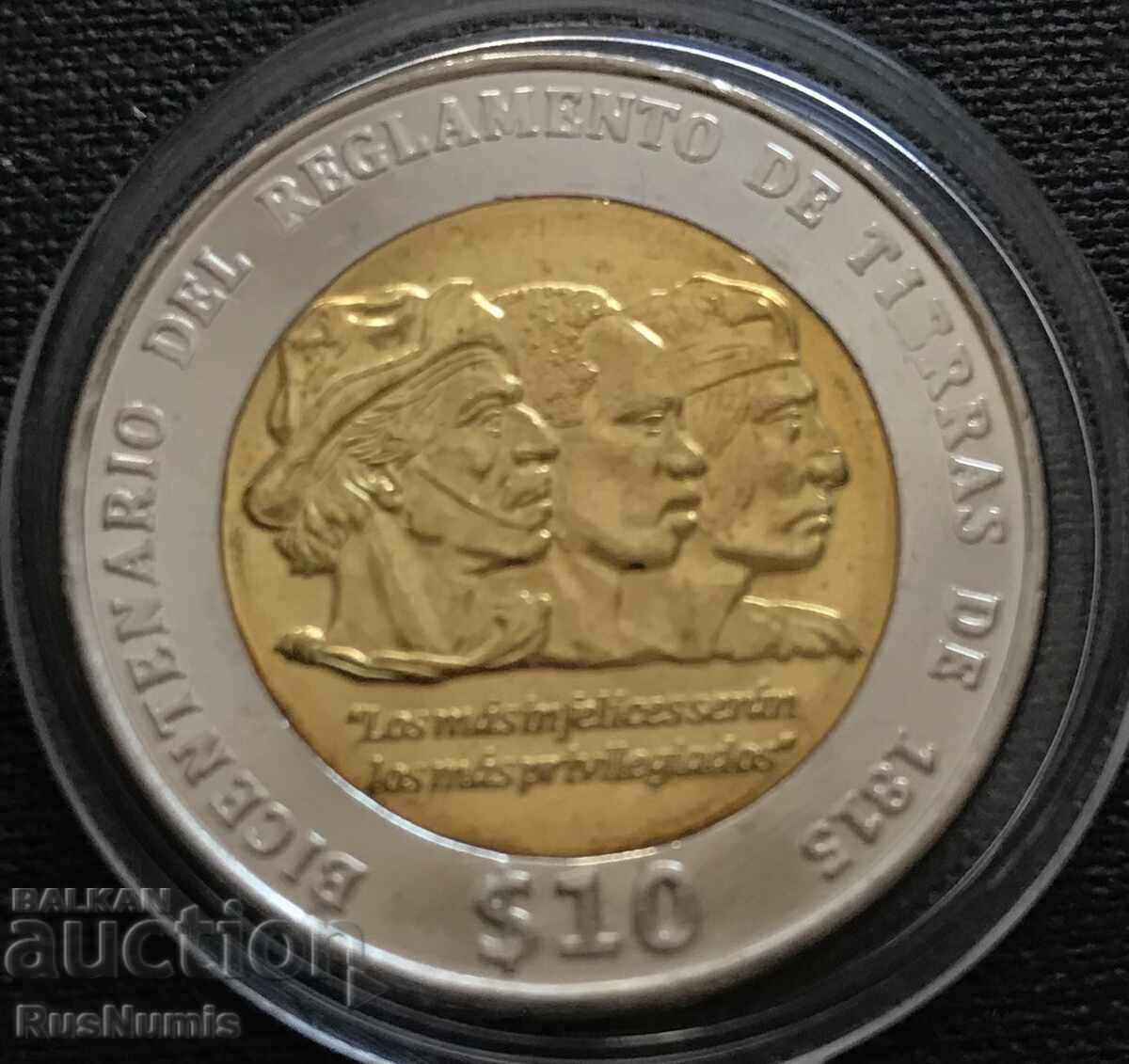 Uruguay. 10 pesos 2015 Ordonanța funciară 1815 UNC.