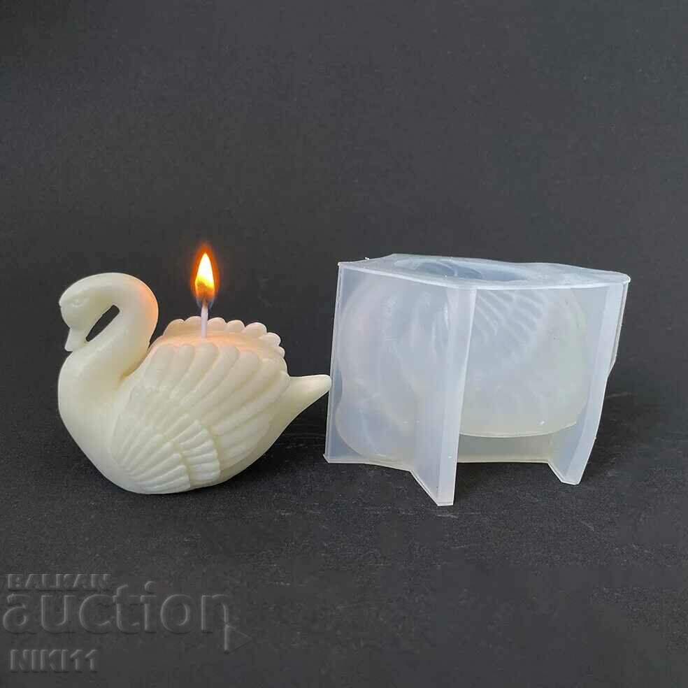 Formă din silicon Swan pentru decorare tort fondant cu săpun lumânare