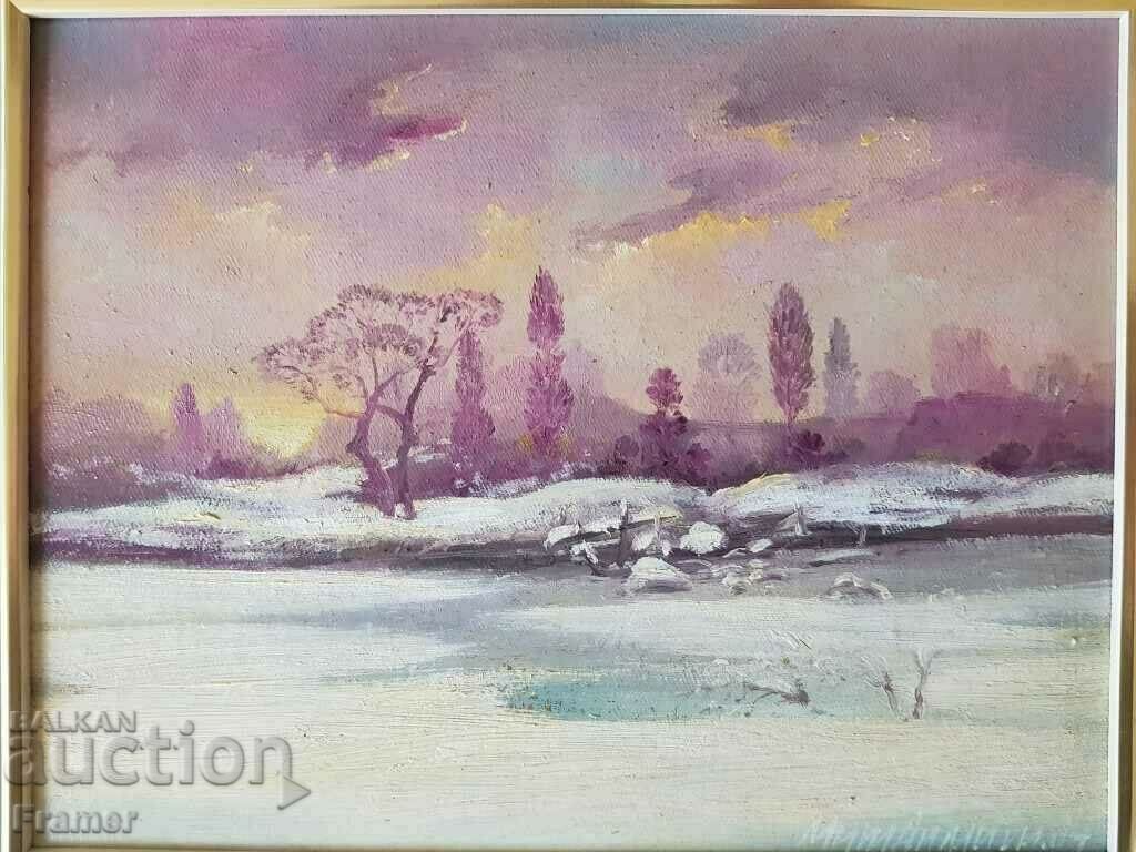 Mitko Dimitrov Winter near Iskara 2003. oil paints with price 540.00 BGN | € 276.10