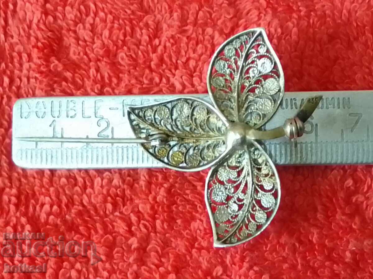 Аукцион Стара сребърна 835 Брошка филигран с перла Аукцион Стара сребърна 835 Брошка филигран с перла