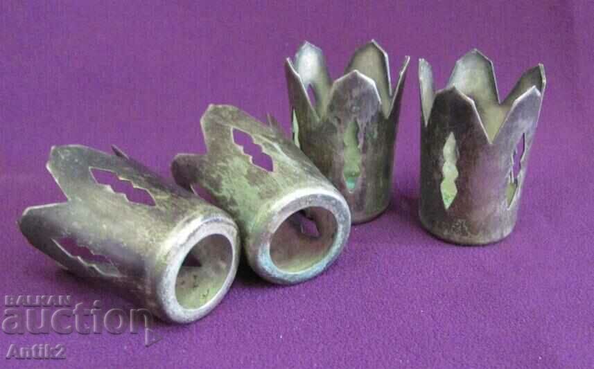 Арт Нуво Посребрени Поставки за Чаши 4 бр. с цена 42.00 лв. | € 21.47 Арт Нуво Посребрени Поставки за Чаши 4 бр. с цена 42.00 лв. | € 21.47