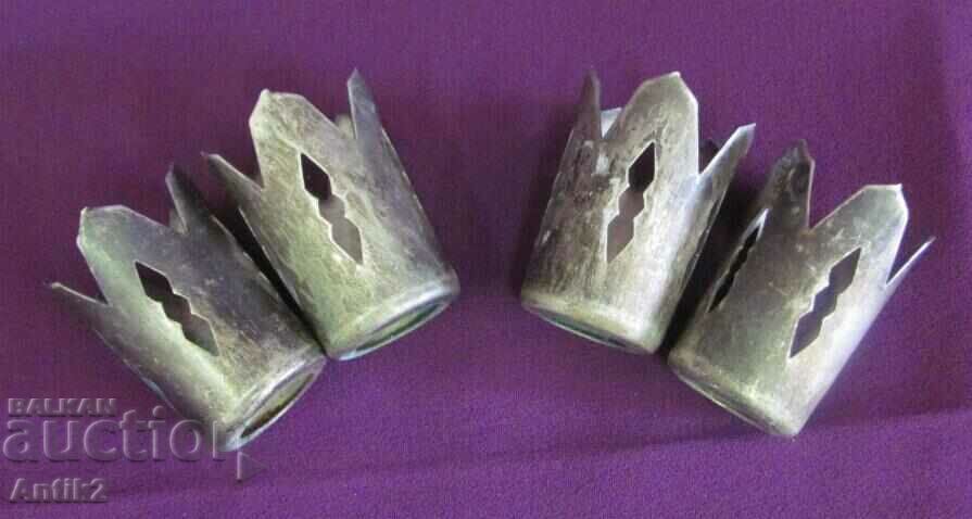 Арт Нуво Посребрени Поставки за Чаши 4 бр. - 5 Арт Нуво Посребрени Поставки за Чаши 4 бр. - 5