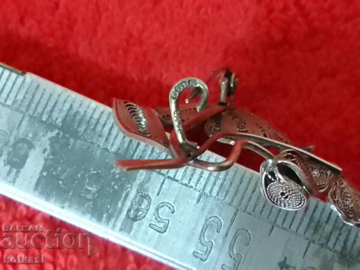Auction  Old Silver 925 Filigree Brooch
