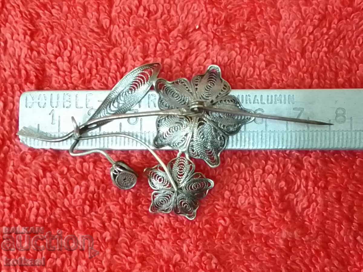 Old Silver 925 Filigree Brooch - 6 Old Silver 925 Filigree Brooch - 6
