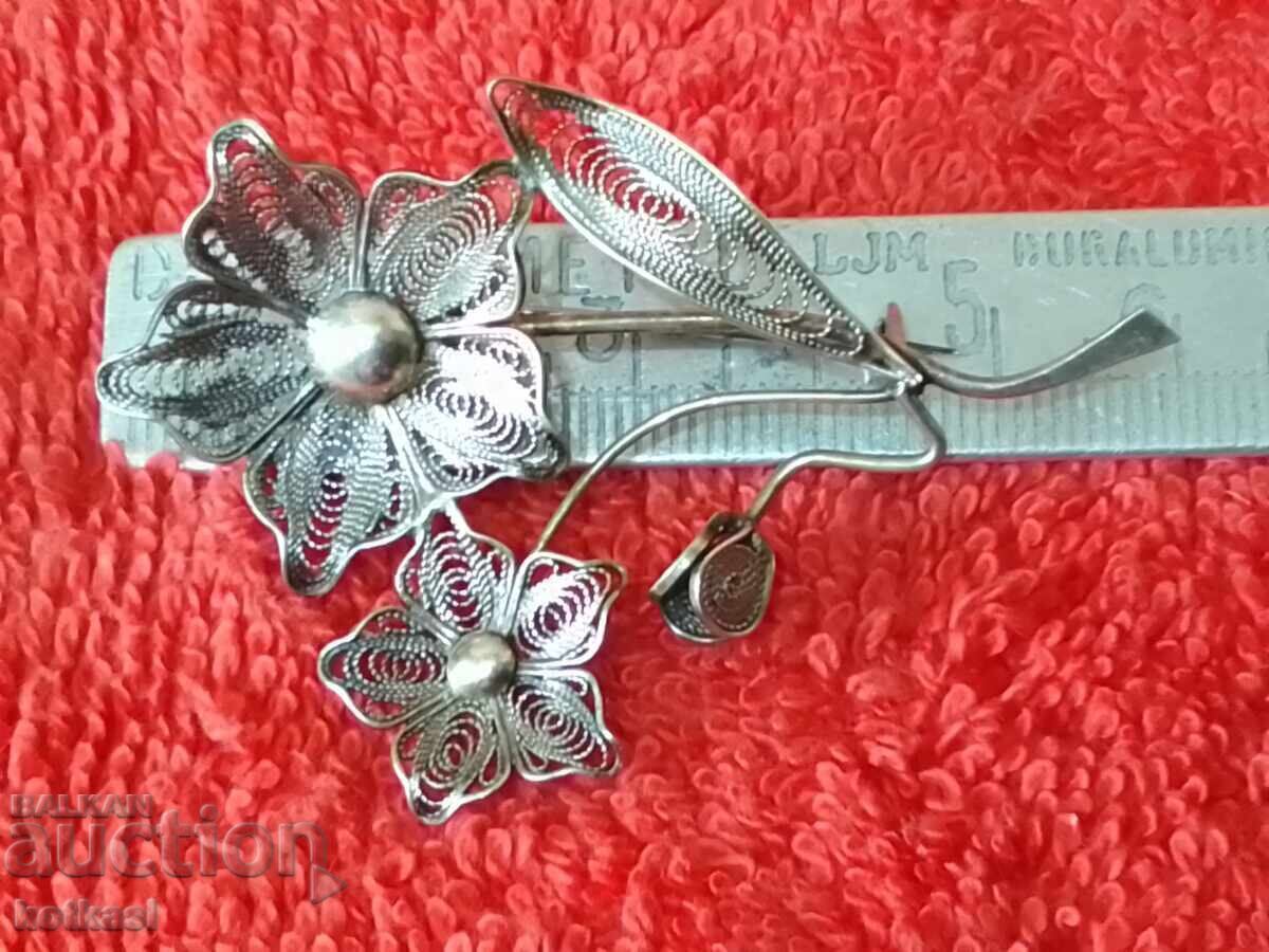 Old Silver 925 Filigree Brooch