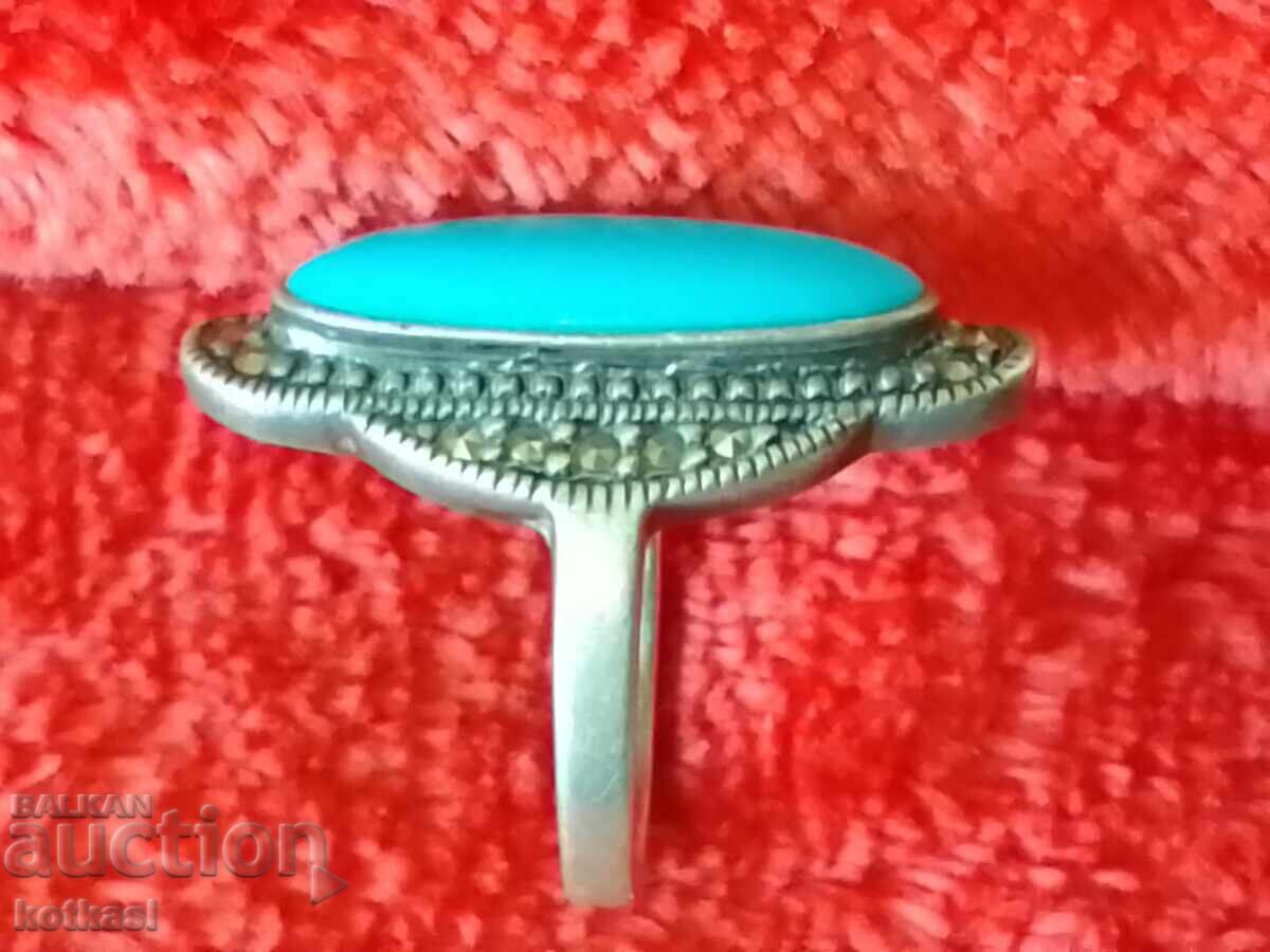 Παράδοση Starinό ασημένιο δαχτυλίδι 925 με ημιπολύτιμες πέτρες Τυρκουάζ Παράδοση Starinό ασημένιο δαχτυλίδι 925 με ημιπολύτιμες πέτρες Τυρκουάζ