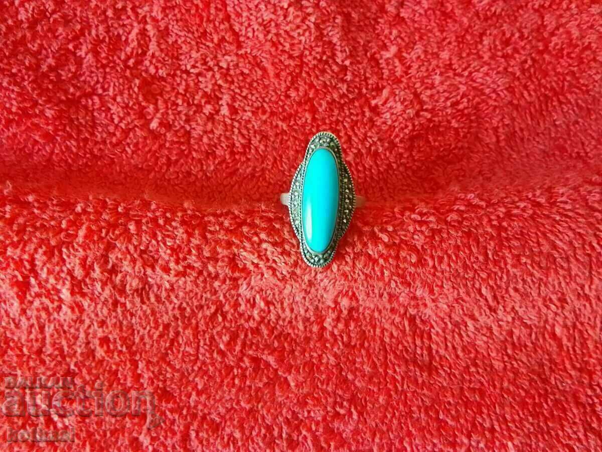 Sterling silver 925 ring with semi-precious Turquoise stones - 5 Sterling silver 925 ring with semi-precious Turquoise stones - 5