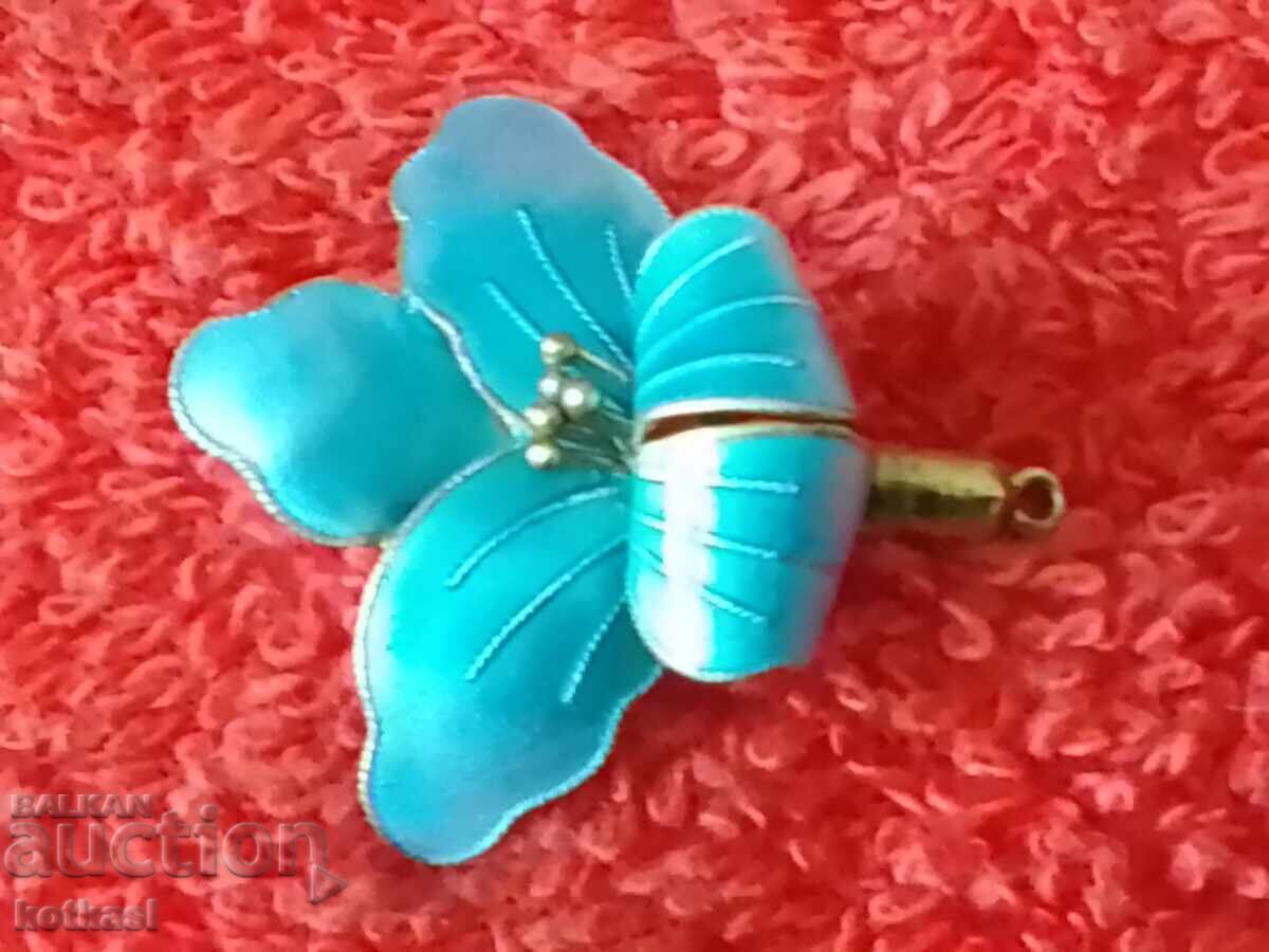 Old Silver 925 Gold Plated Flower Brooch - 5