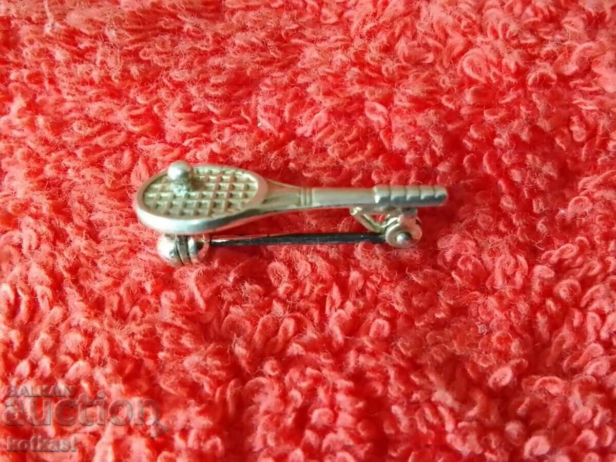Old Silver 925 Brooch Tennis Court Racket Ball - 5