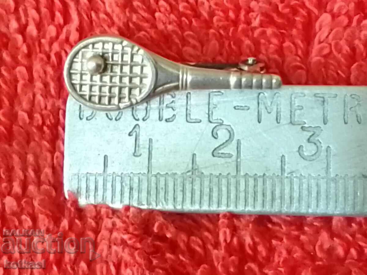 Old Silver 925 Brooch Tennis Court Racket Ball