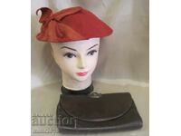Γυναικείο καπέλο και δερμάτινη τσάντα Art Deco δεκαετίας του '30