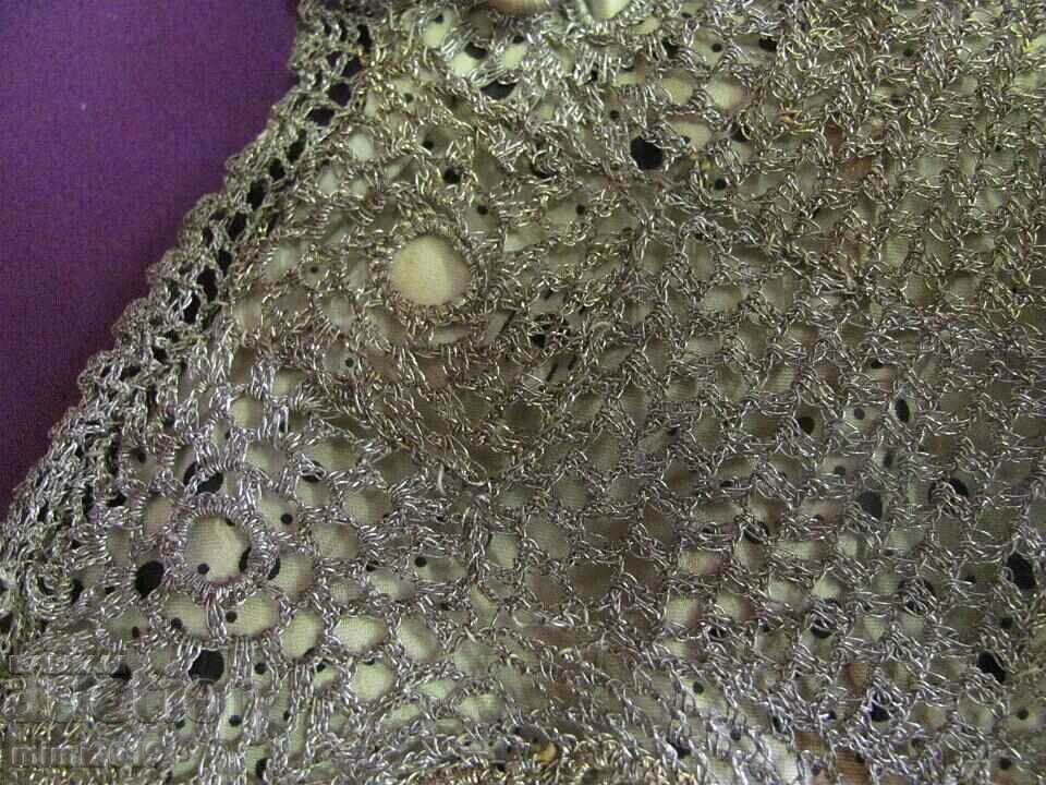 Γυναικεία τσάντα 19ου αιώνα ασημί πούλιες και μετάξι - 5