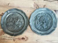 BOARS - Hunting scenes - Relief panels /color metal/ - Lot 2 pcs.