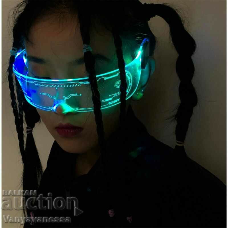 Φωτεινά γυαλιά PARTY LED, λειτουργία σε 7 χρώματα