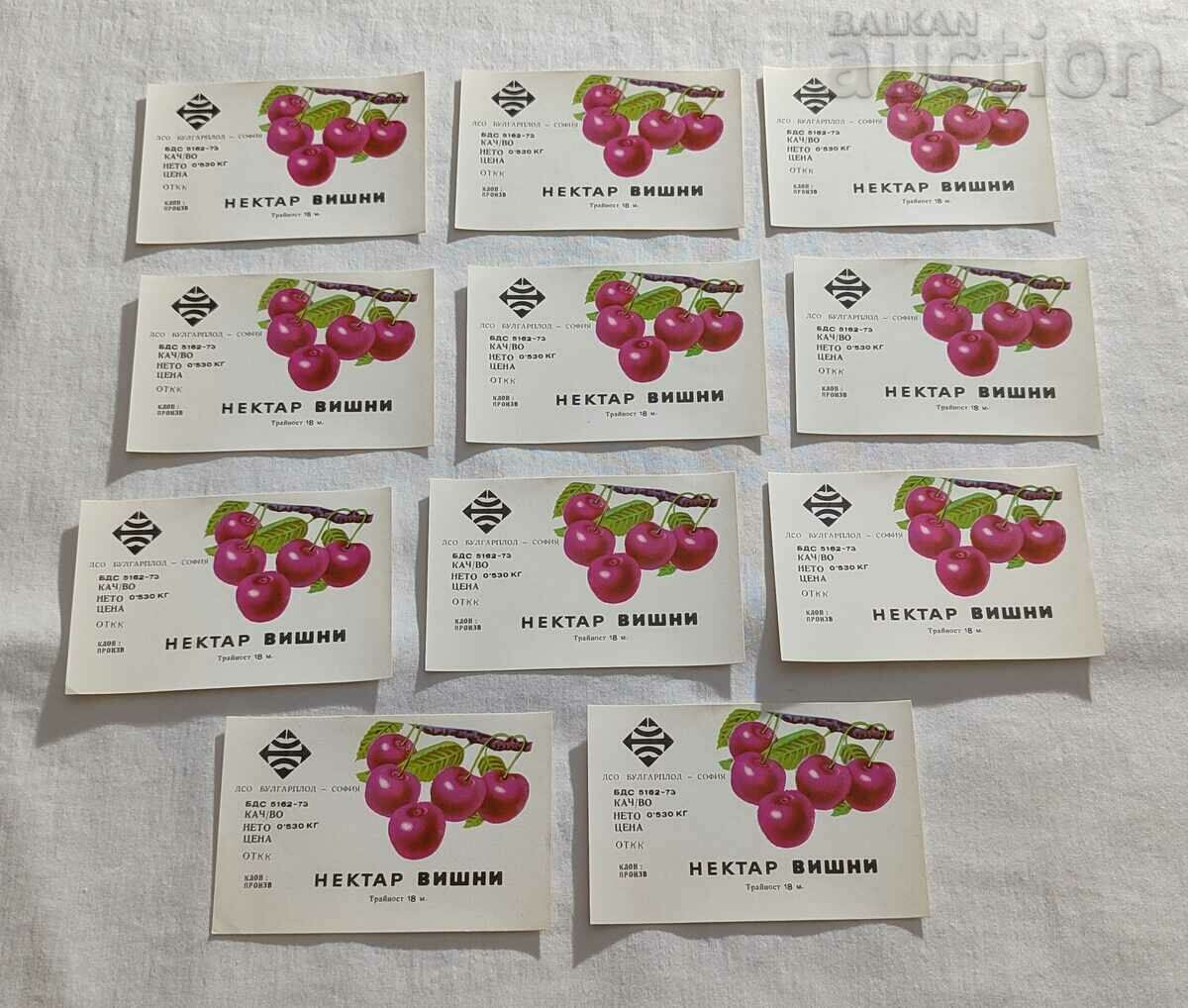 DSO "BULGARPLOD" NECTAR CHERRY LABELS LOT 10 NUMBERS