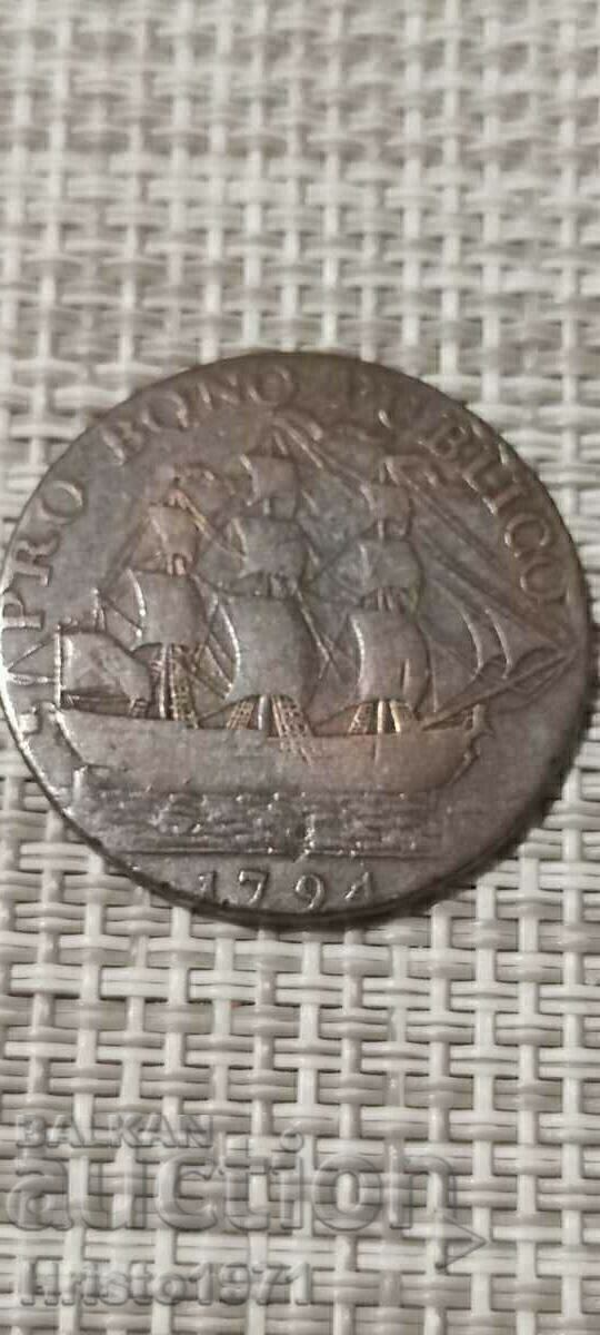 1/2 penny 1794 Hampshire with price 90.00 BGN | € 46.02 1/2 penny 1794 Hampshire with price 90.00 BGN | € 46.02