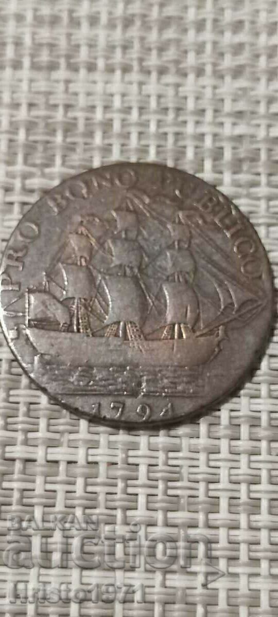 1/2 penny 1794 Hampshire cu preț 90.00 BGN | € 46.02 1/2 penny 1794 Hampshire cu preț 90.00 BGN | € 46.02