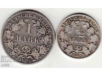 FOR SALE LOT OF GERMAN SILVER COINS-1 AND 1/2 MARK 1878/1905