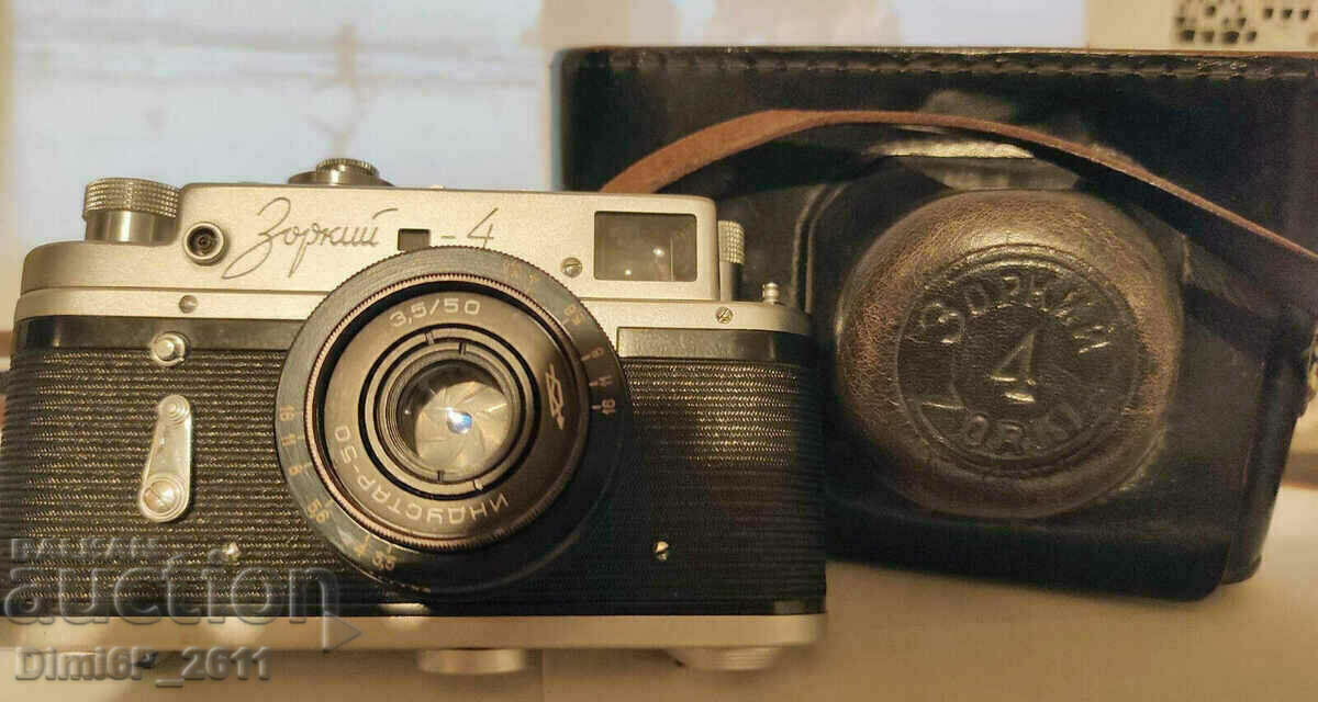 Vintage Russian Zorki-4 RF camera, with Industa lens with price 48.00 BGN | € 24.54 Vintage Russian Zorki-4 RF camera, with Industa lens with price 48.00 BGN | € 24.54