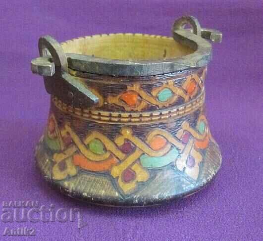 Around 1910 Secession Wooden Model of Kettle pyrographed