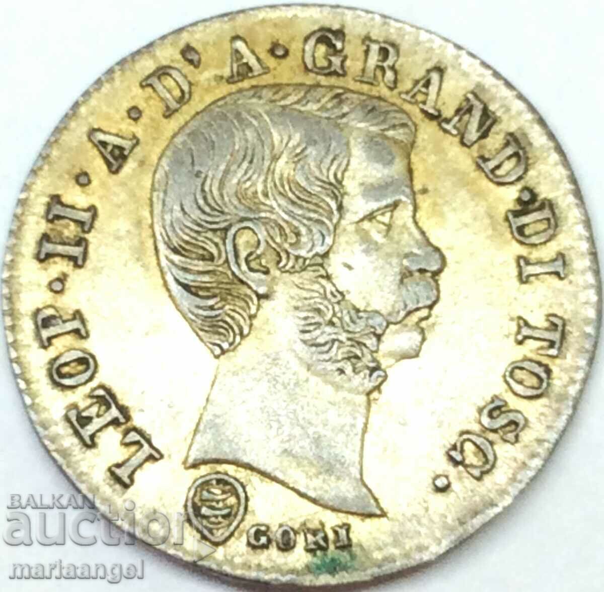 10 τετράστιχα 1858 Ιταλία Τοσκάνη Leopold III ασημένια πατίνα