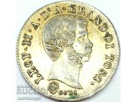 10 кватрини 1858 Италия Тоскана Леополд III сребро патина