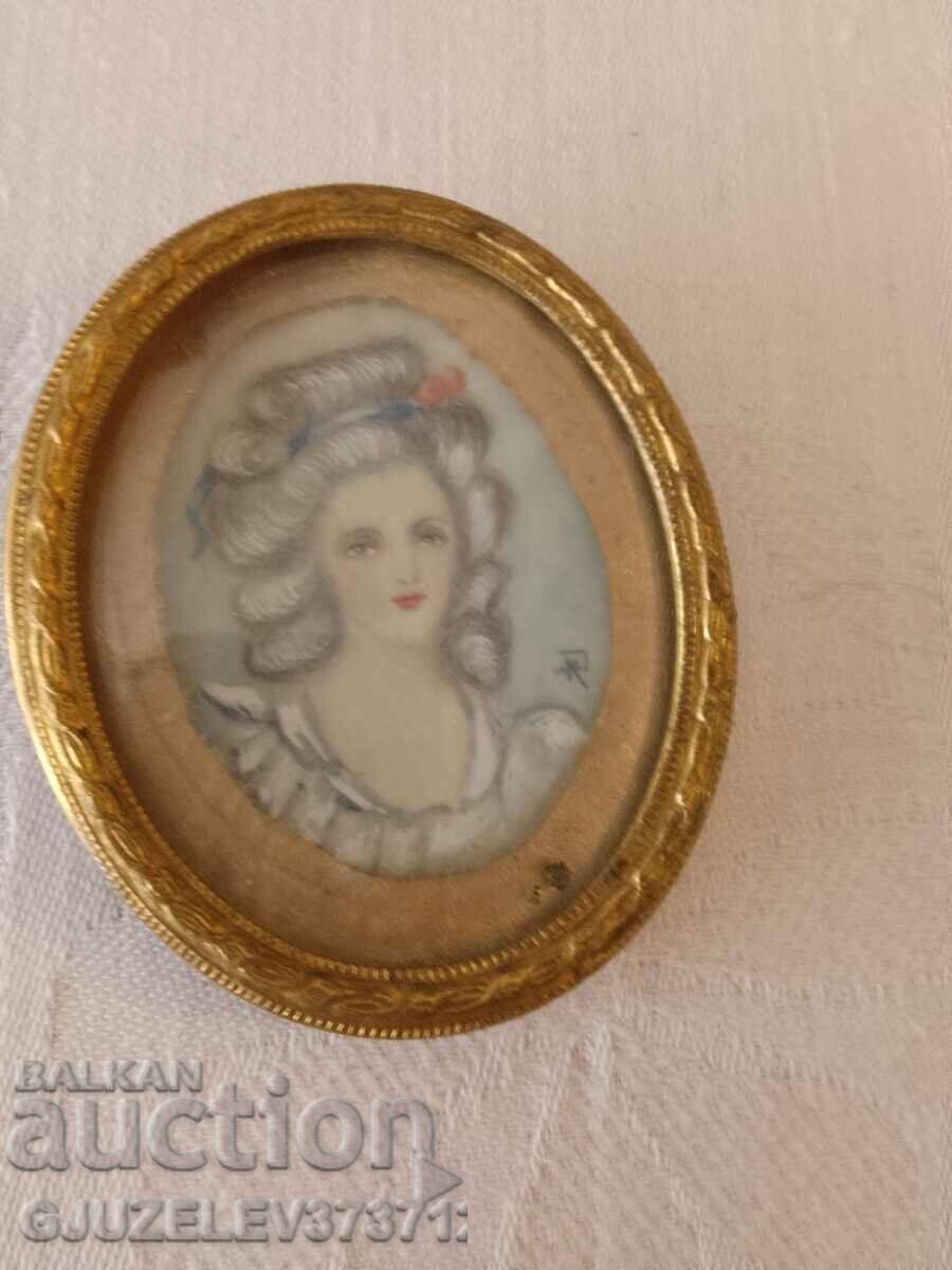 Antique Victorian Hand Painted Miniature of French Pri