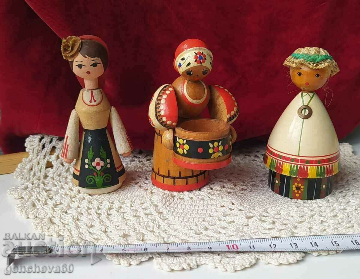 Vintage traditional wooden dolls