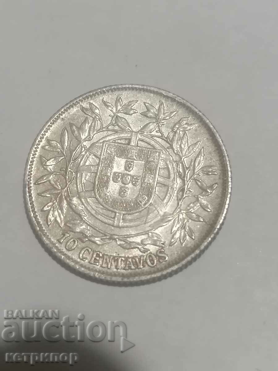 10 centavos Πορτογαλία 1915 Ασημένιο