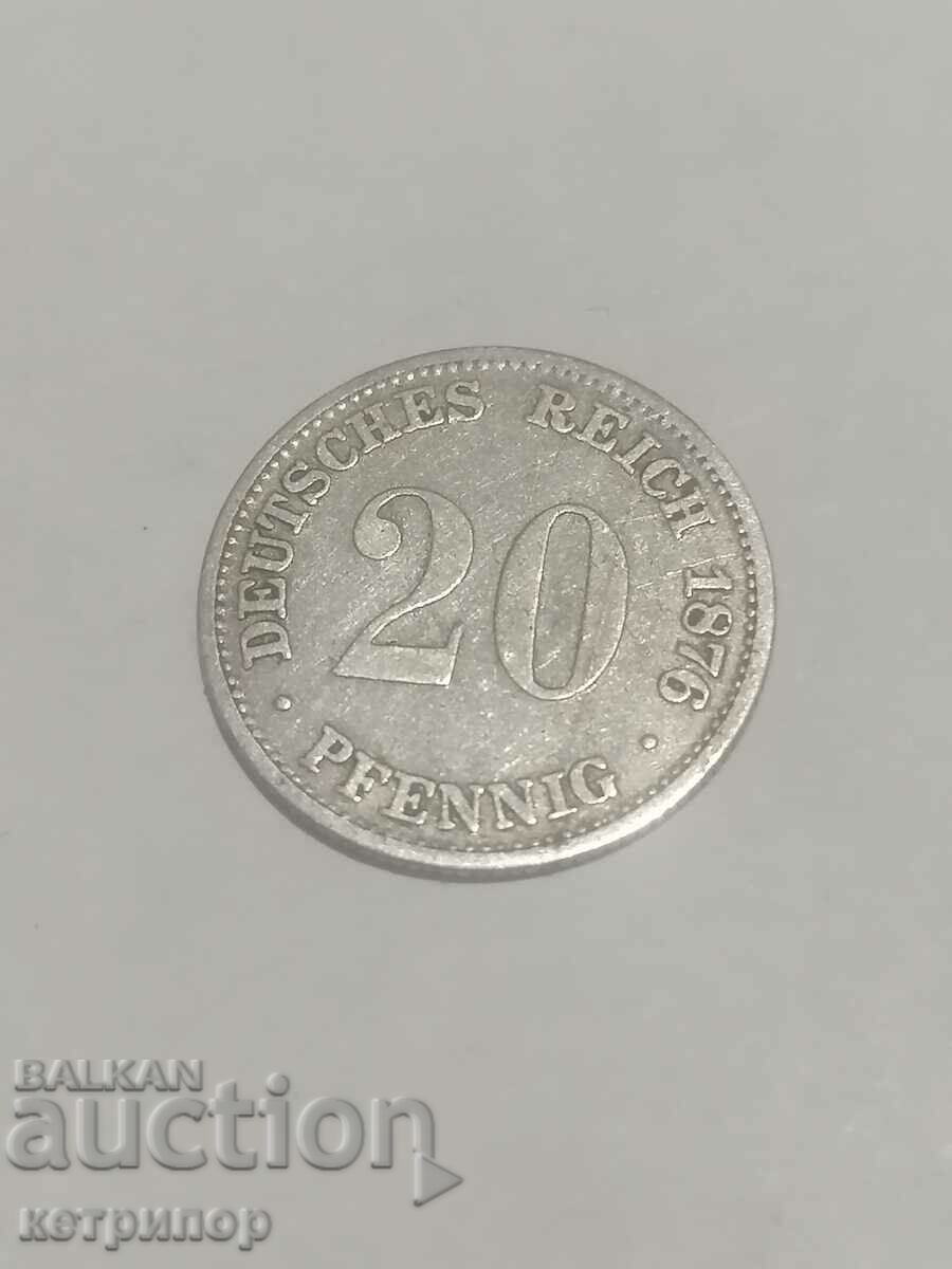 20 пфенига 1876 г. G Германия сребърна