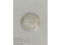 20 Pfennig 1876 G Germania Argint