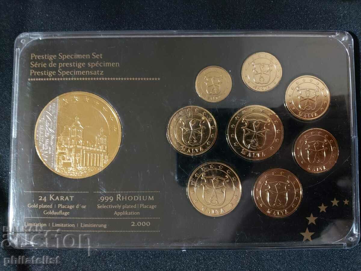 Gold proof Euro Set - Μάλτα + μετάλλιο