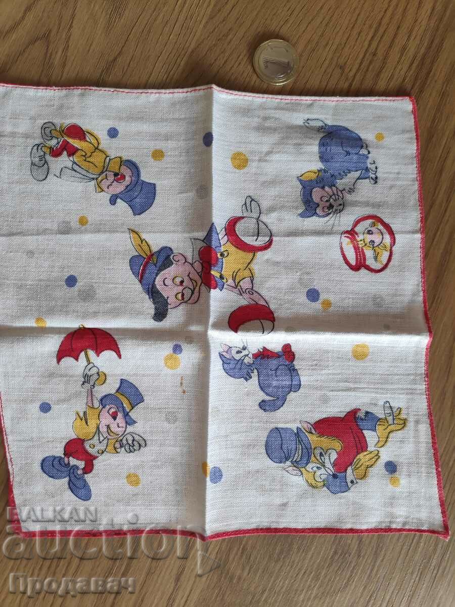 Handkerchief with images from Disney's Pinocchio