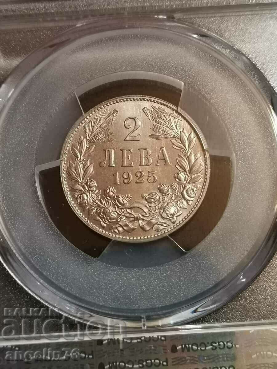 2 BGN 1925 - MS66 Brussels with price 1450.00 BGN | € 741.37 2 BGN 1925 - MS66 Brussels with price 1450.00 BGN | € 741.37