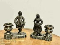 Small figural candlesticks, metal