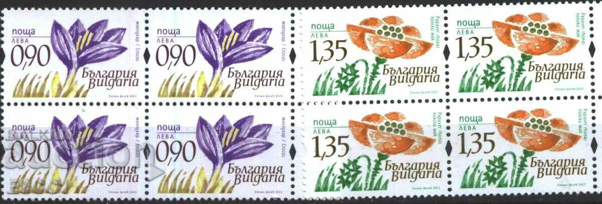 Clean stamps in square Flora Flowers 2023 from Bulgaria
