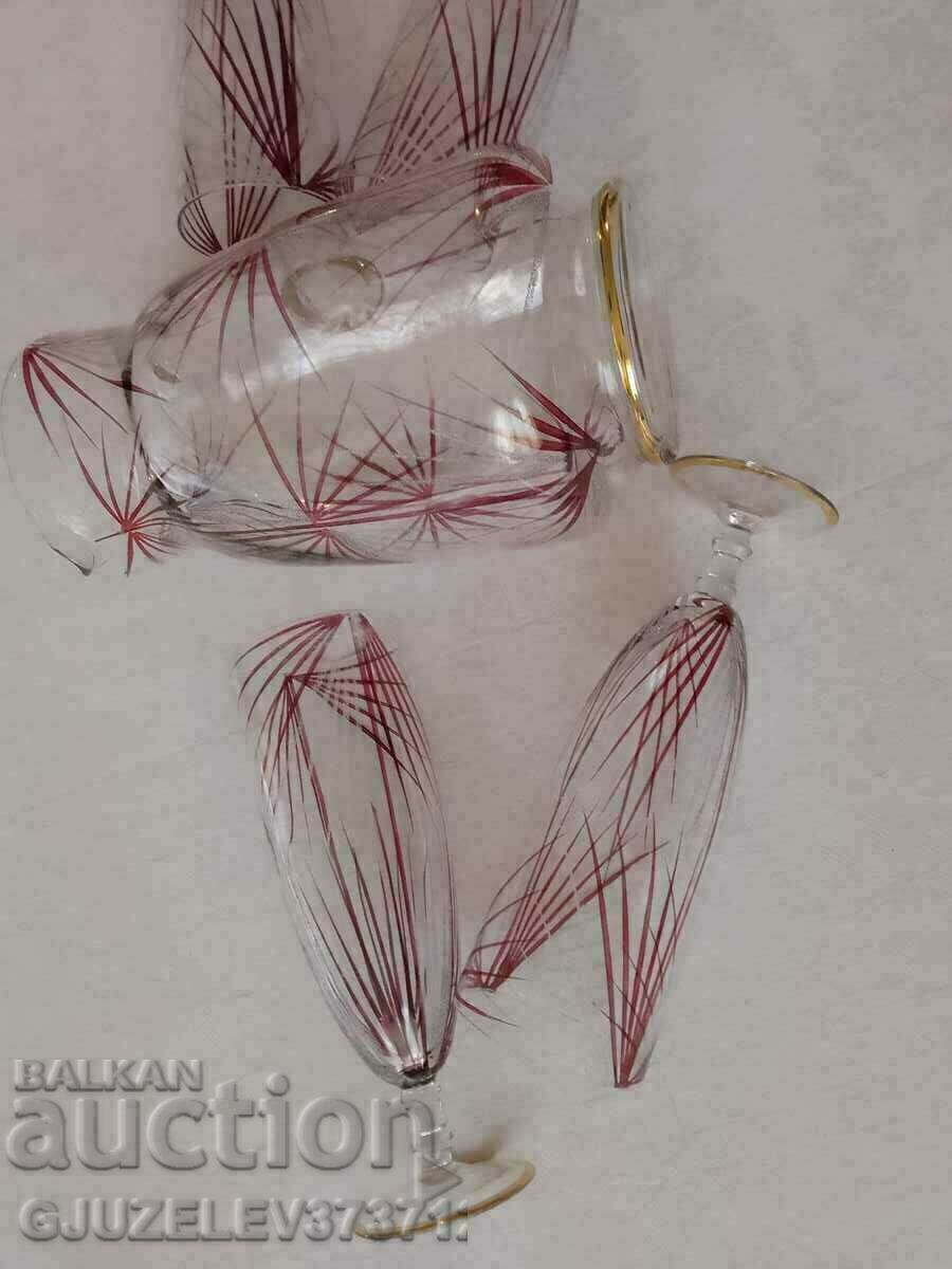 Vintage Germany Jug and 4 wine glasses set - 6 Vintage Germany Jug and 4 wine glasses set - 6