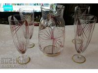 Vintage Germany Jug and 4 wine glasses set