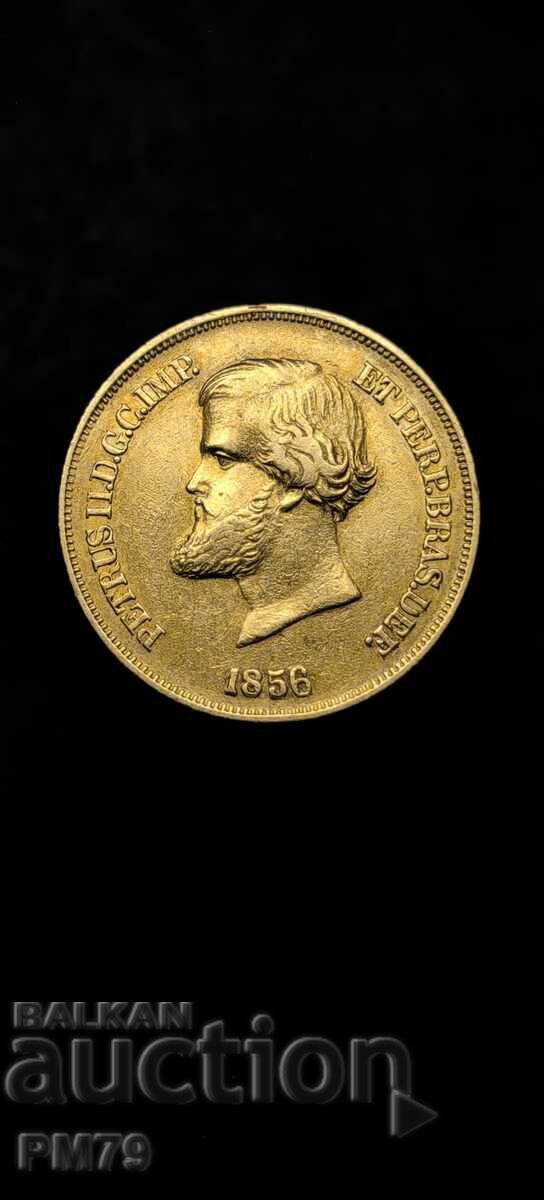 10000 Reisa Emperor Pedro II Brazil 1856