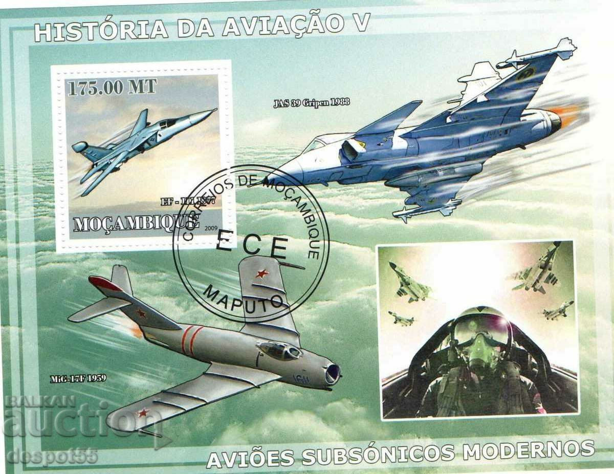 2009. Mozambique. History of aviation - fighters. Block.