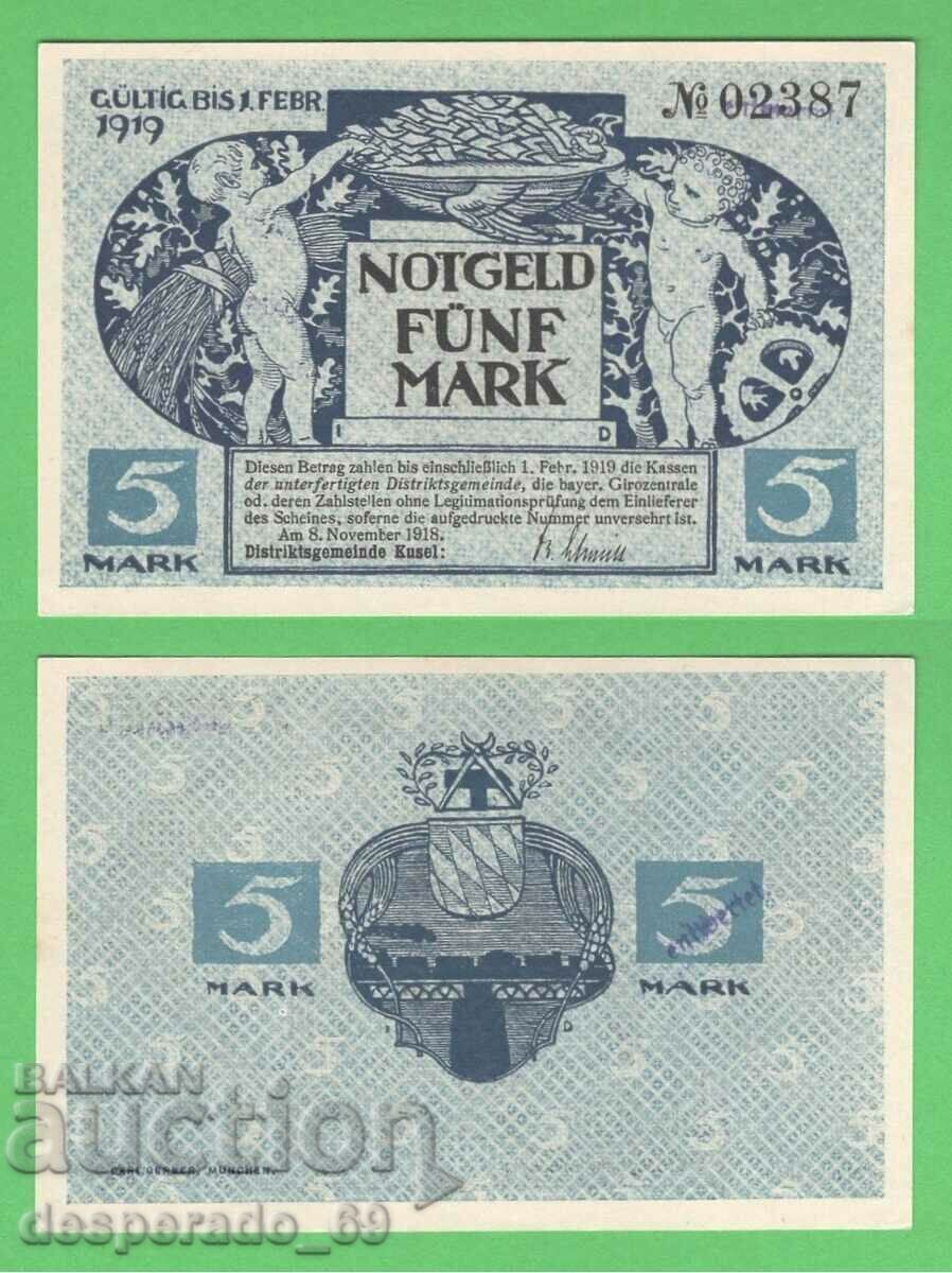 (¯`'•.¸ΓΕΡΜΑΝΙΑ (Kusel) 5 Marks 1918 UNC¸.•'´¯)